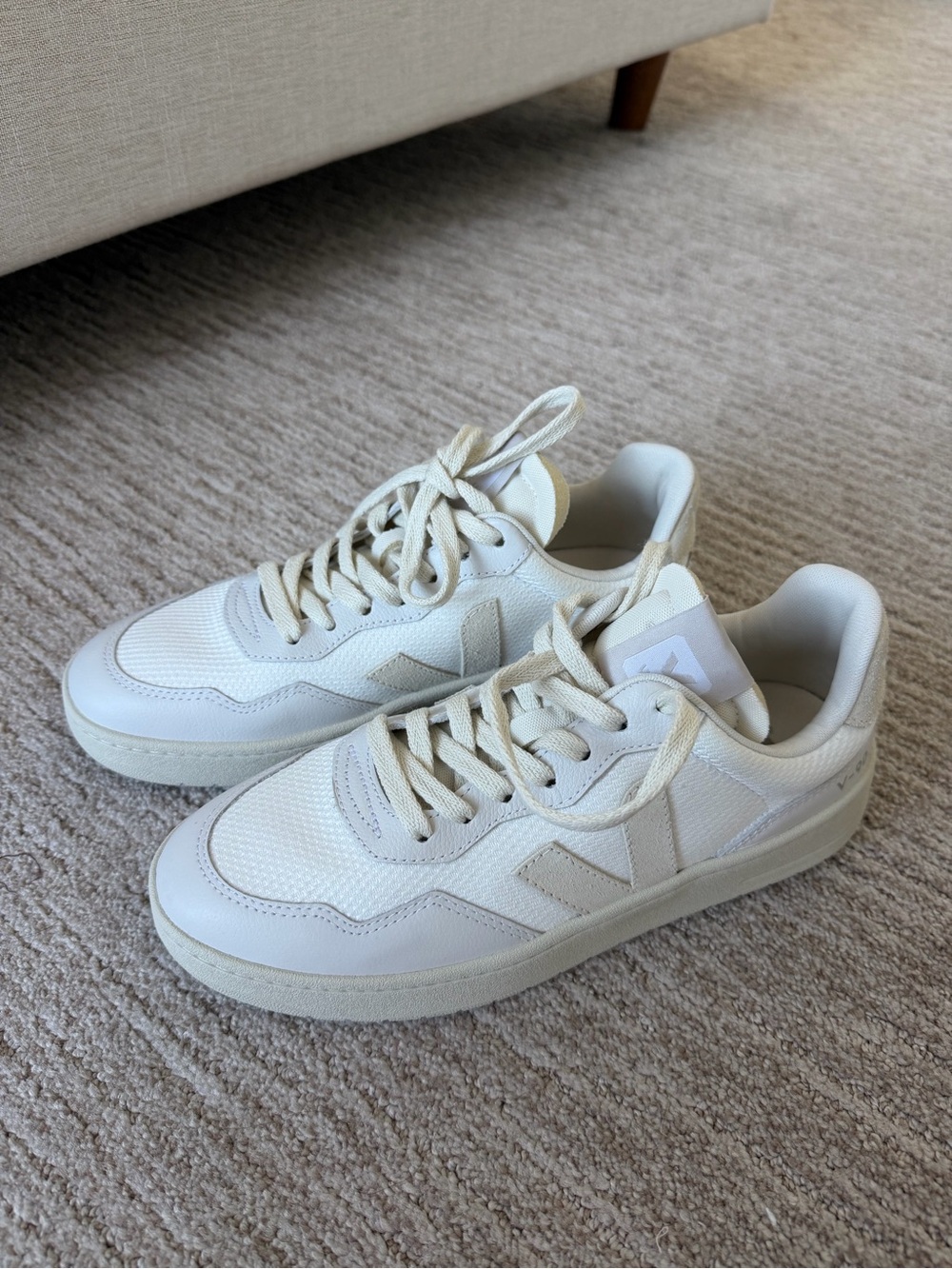 Veja Women’s V-90 White and Cream Sneakers – Casual Everyday Comfort
